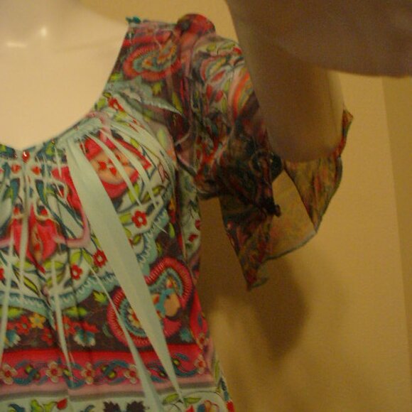 MULTI COLORED BOHEMIAN TOP - Picture 3 of 4